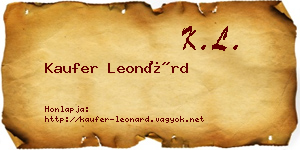 Kaufer Leonárd névjegykártya